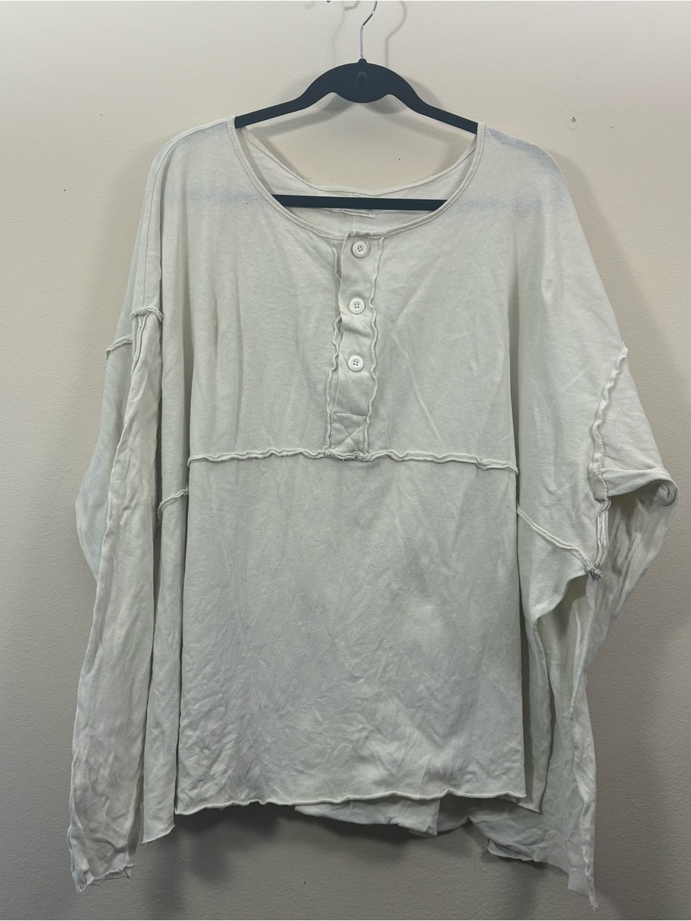 Urban Outfitters 100% cotton cream Oversize Top Blouse Buttons Side Slits L